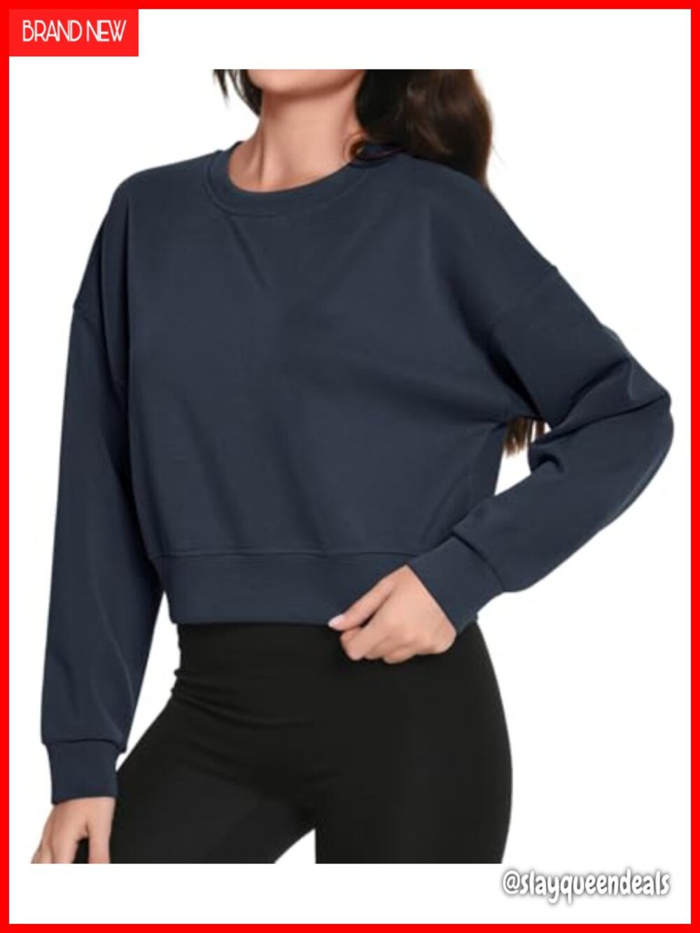 Womens Modal Cropped Sweatshirt Crewneck Loose Fit Workout Yoga Top